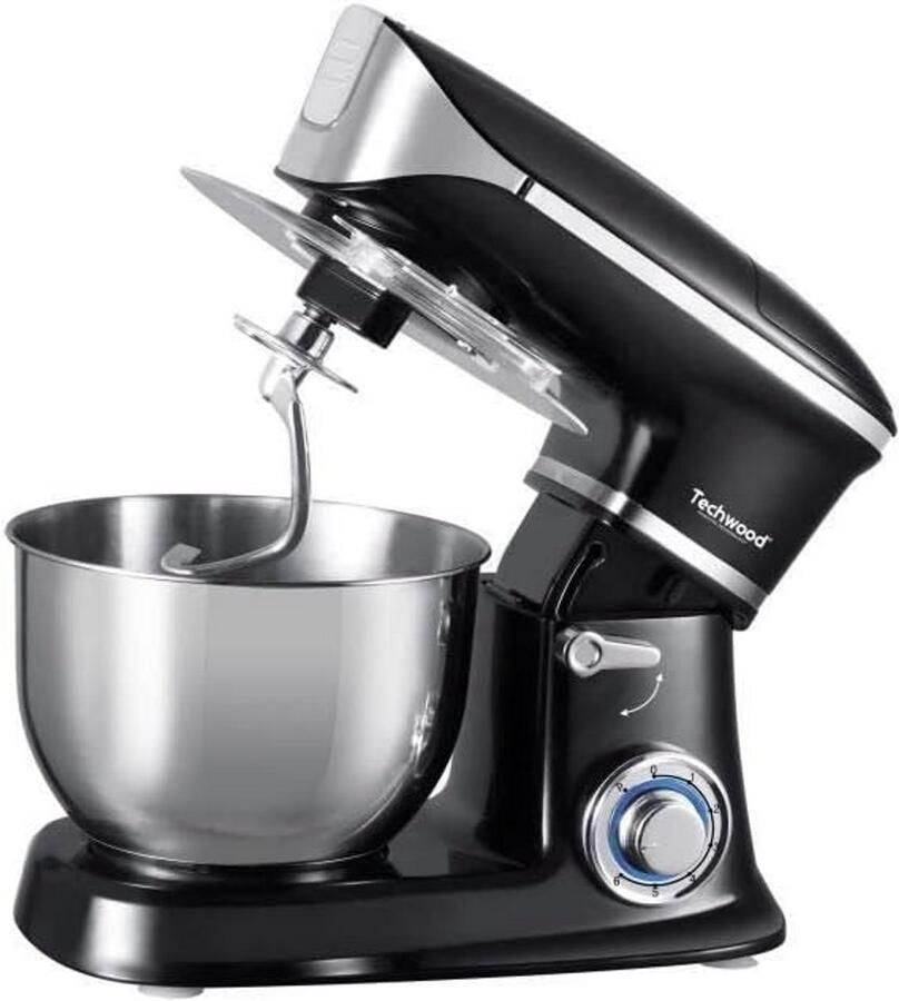 Krachtige Keukenmachine met Grote Kom (6 5L) Zwart 1300W Mixer & Kneedmachine