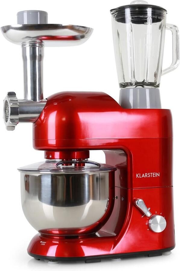 Krachtige Keukenmachine met RVS Kom 1200W Inclusief Vleesmolen en Pers