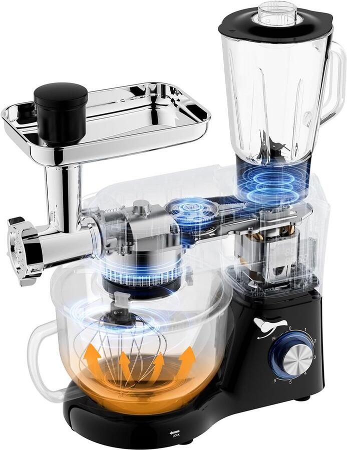 Krachtige Keukenmachine met Verwarmbare Kom en Mixer 6.2L 2000W Touchdisplay