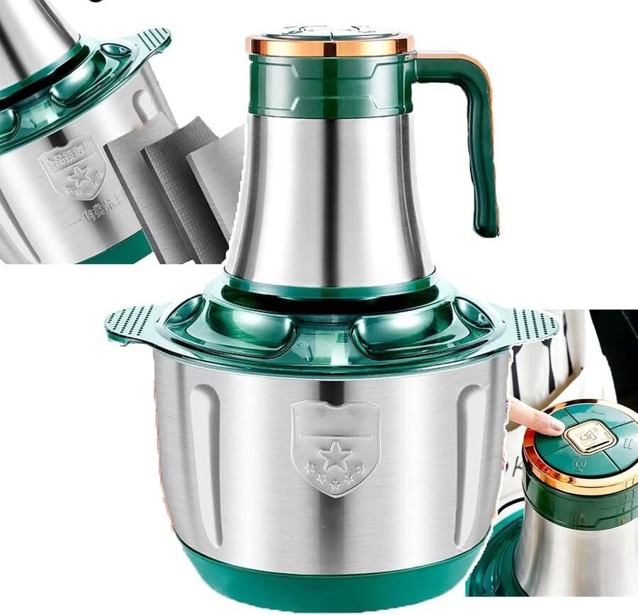 Krachtige Keukenmachine met Vleesmolen (500W) – 5L 6L Roestvrijstalen Kom voor Hakken en Mixen