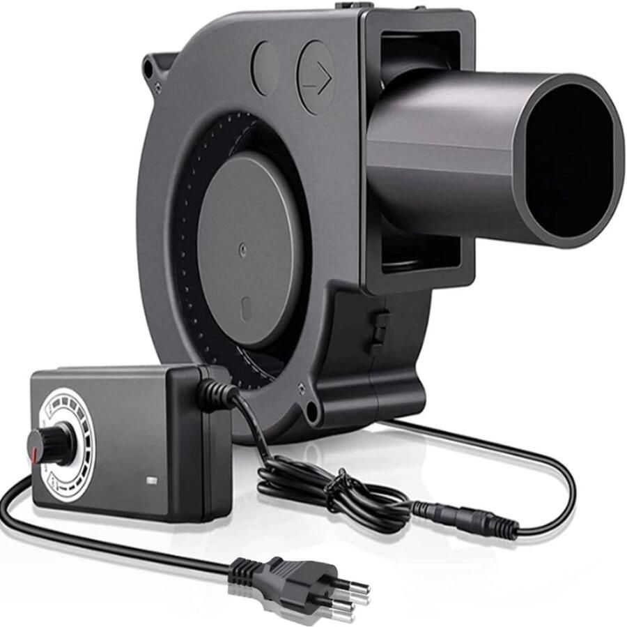 Krachtige Luchtblazer- Ventilator 97mm Turboventilator 5500rpm Hittebestendig Zwart 4-12V Regelbaar & 100-240V Voeding Universeel voor koeling van barbecues fornuizen roosters