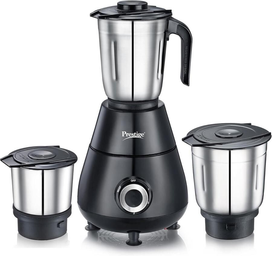 Krachtige Mixer Grinder 500W met 3 RVS Potten en Messen Zwart