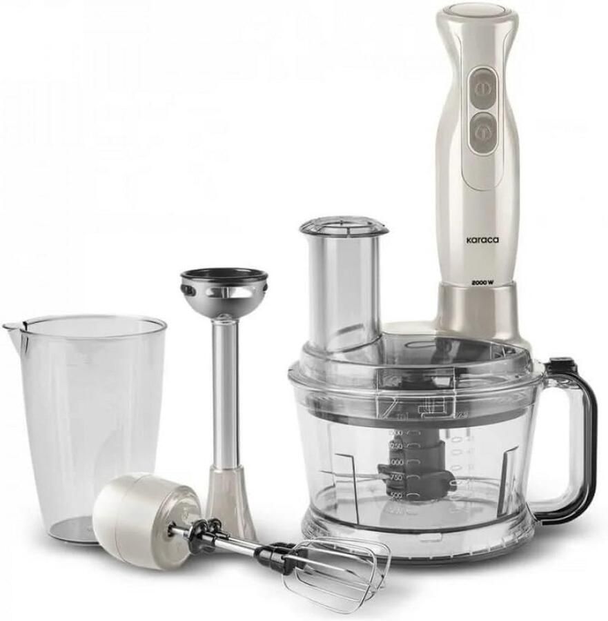 Krachtige Multifunctionele Keukenmachine 2000W Beige Latte Inclusief Mengbeker en Container