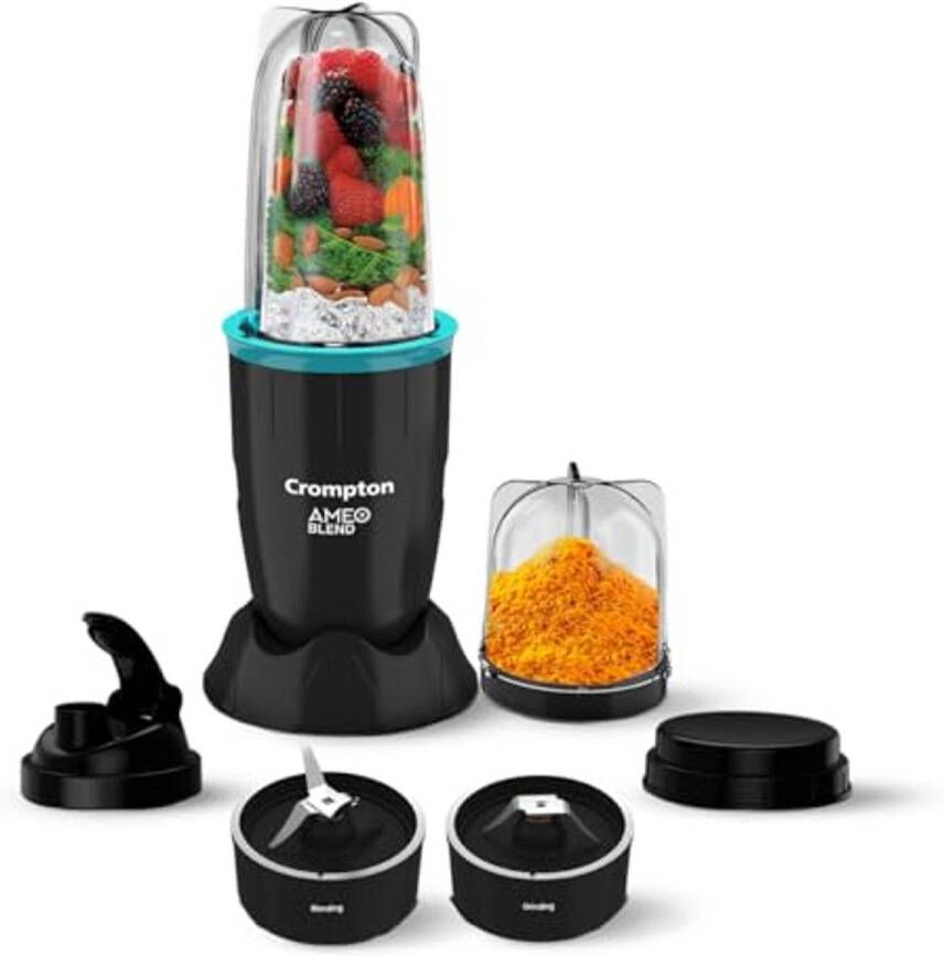 Krachtige Nutri Blender 400 Watt Smoothie Maker & Mixer Grinder Zwart & Zee Groen 2 Potten & Sipper Cap