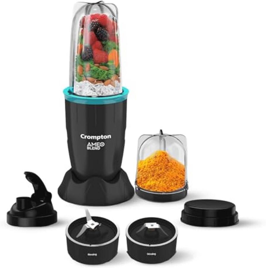 Krachtige Nutri Blender 400 Watt Smoothie Maker & Mixer Grinder Zwart & Zee Groen 2 Potten & Sipper Cap