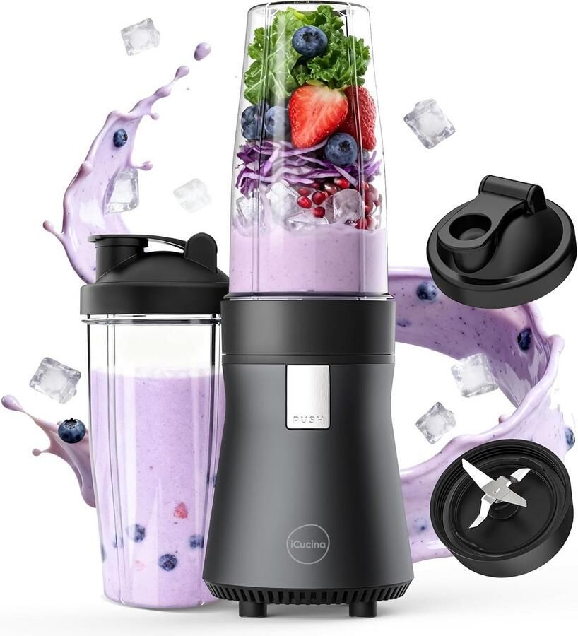 Krachtige Persoonlijke Blender 500W: Smoothie Maker met 2 To-Go Bekers voor Shakes en Sappen