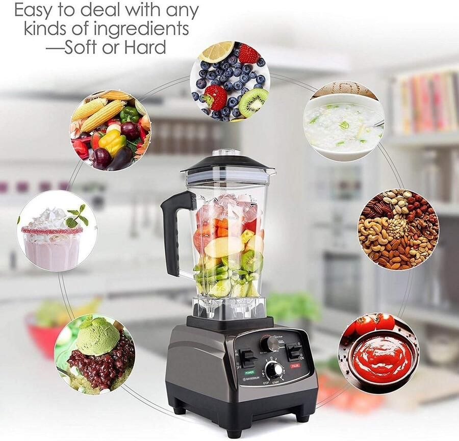 Krachtige Professionele Blender 2200W Smoothie Maker met Timer & Tritan Kan