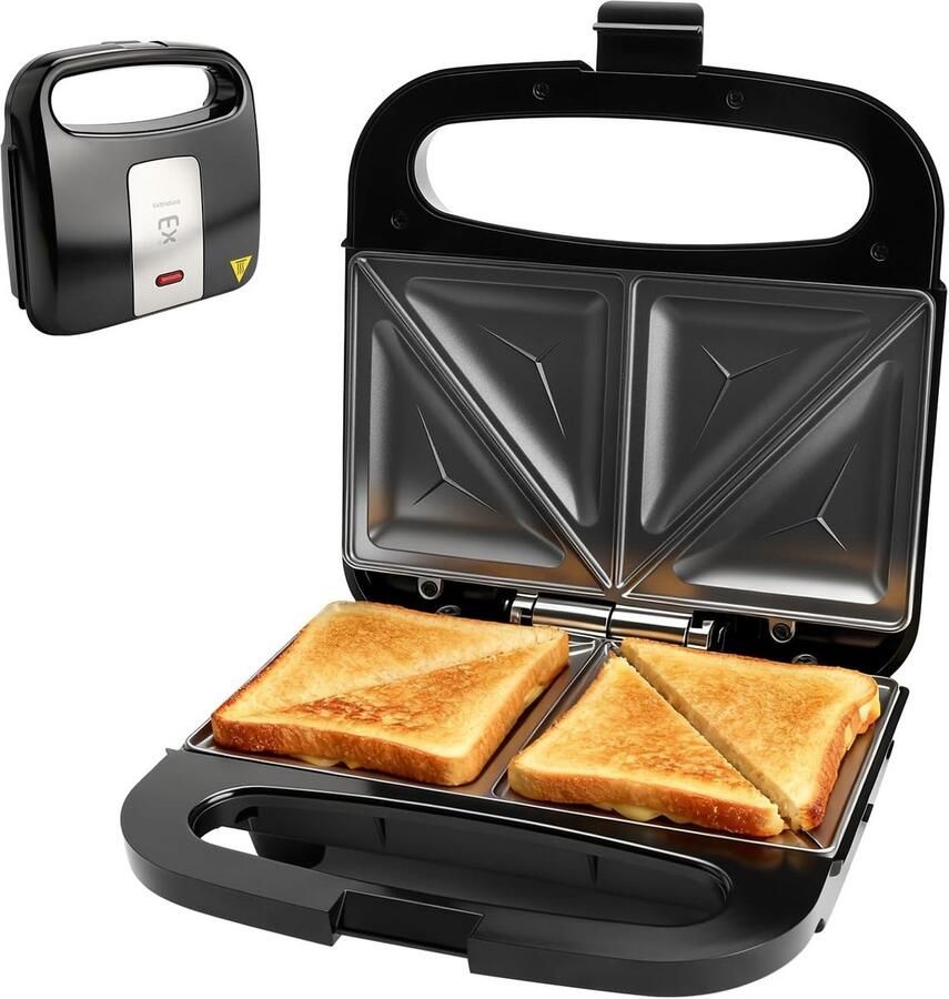 Krachtige Sandwichmaker 750W met Antiaanbaklaag Toasten Panini & Meer