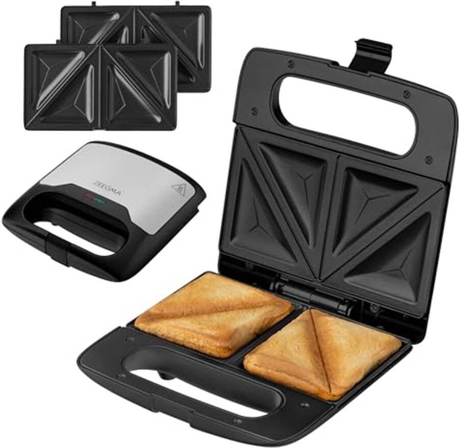 Krachtige Sandwichmaker met Anti-aanbaklaag en Thermo-geïsoleerde Handgrepen voor Gezonde Tosti's