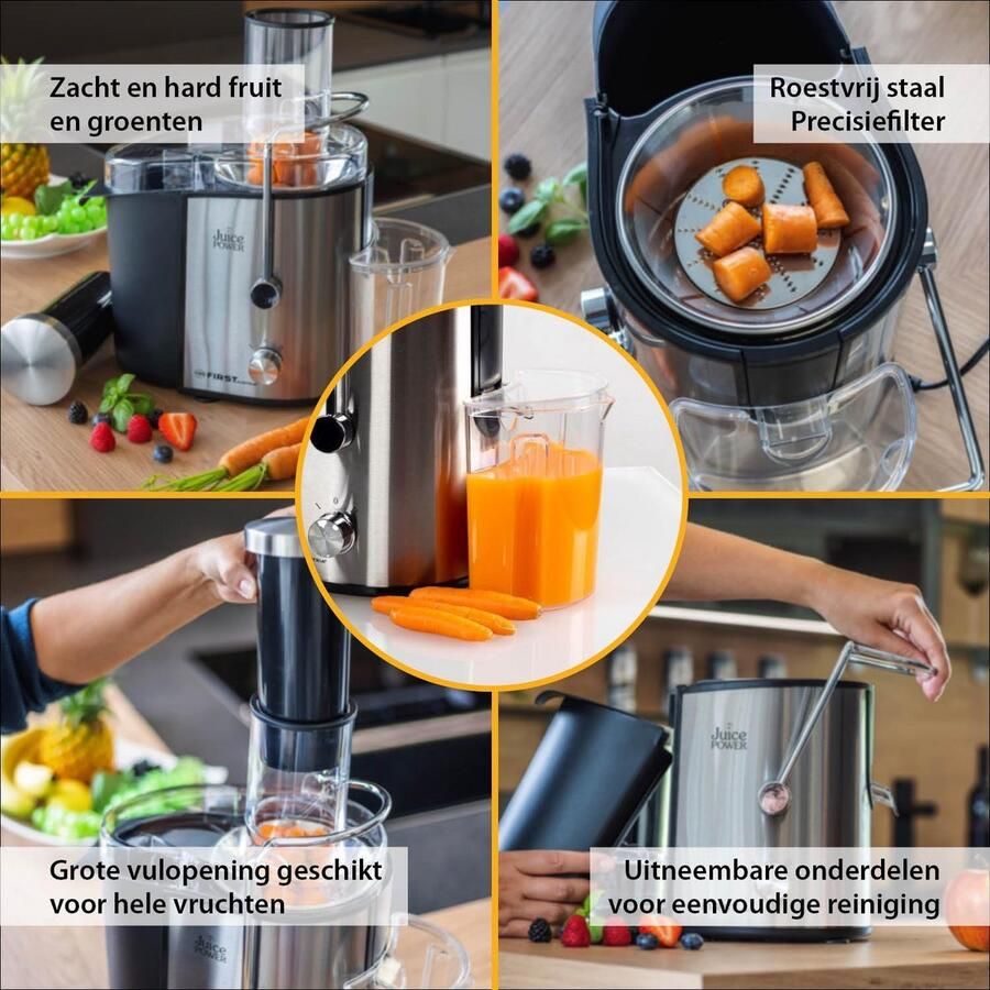 Krachtige Sapcentrifuge 800W met XXL Invoerschacht en 2 Snelheden Eenvoudig Reinigen