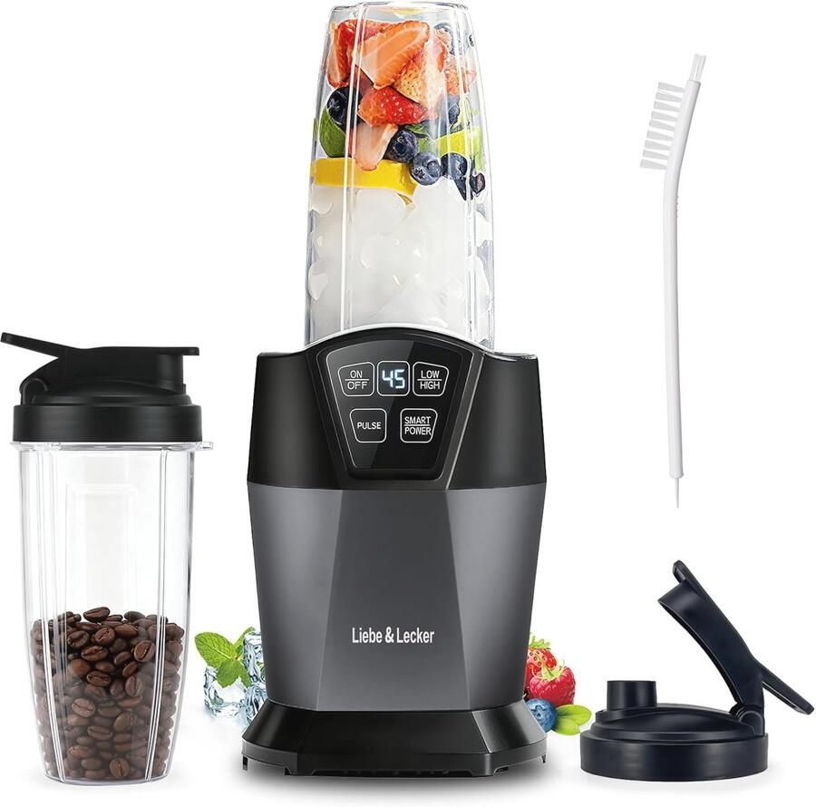 Krachtige Smoothie Blender met 1200W Piek Watt Slimme Bevroren Fruitblender met Afhaalbekers