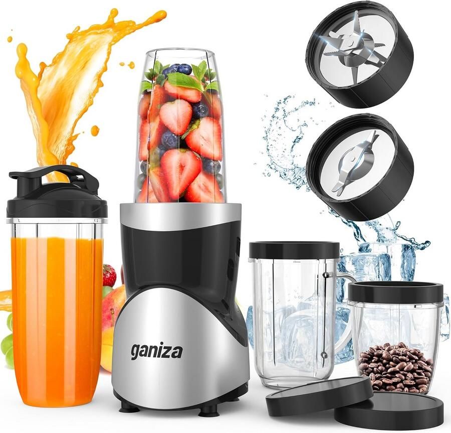 Krachtige Smoothie Blender Set met 4 Draagbare Bekers Personal Juicer en Molen