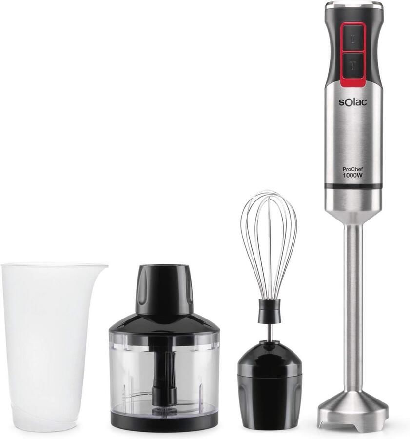 Krachtige Staafmixer 1000 W Roestvrij Staal Met Turbo-functie en Accessoires