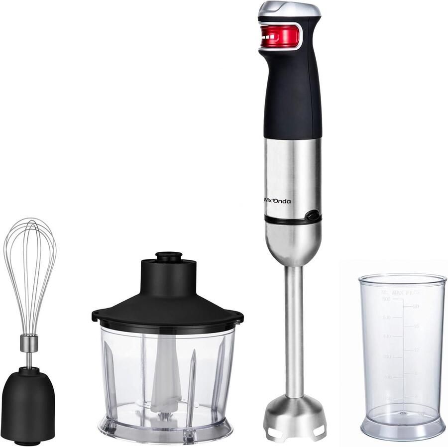 Krachtige Staafmixer 1200W met Hakmolen en Garde RVS Blad
