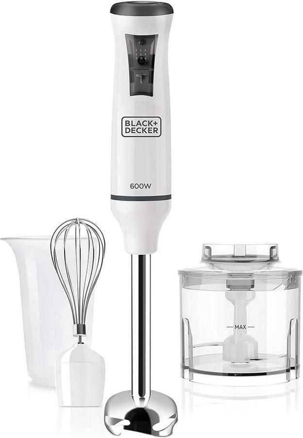 Krachtige Staafmixer 600 W met Accessoires Ideaal voor Mixen en Hauwen