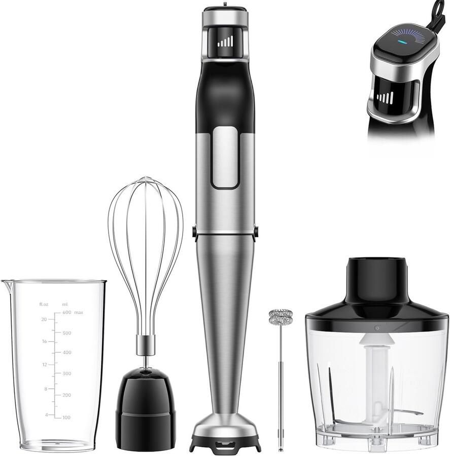 Krachtige Staafmixer Roestvrij Staal 1100 W Met Hakmolen Garde en Melkopschuimer Voor Soepen en Smoothies