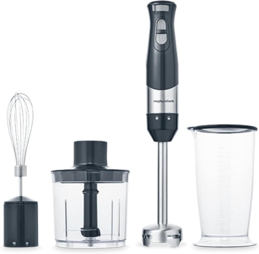 Krachtige Staafmixer Set met Kan Hakmolen en Garde Grijs