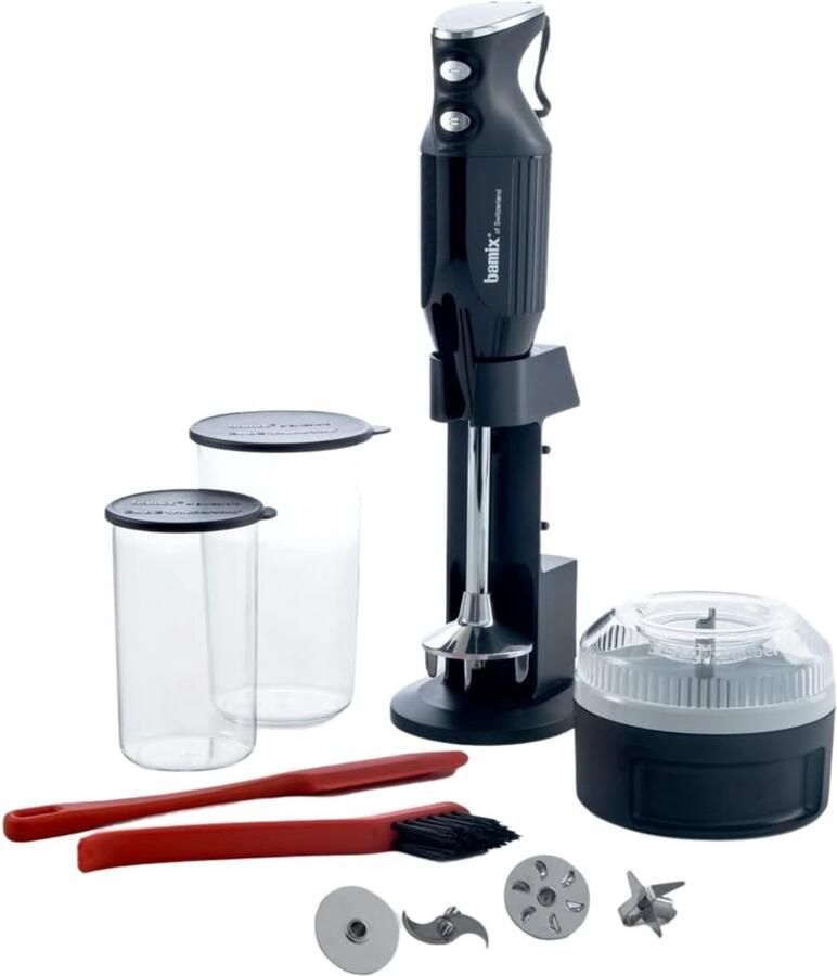 Krachtige Staafmixer Set met Processor en 4 Opzetstukken 350W Zwart Chroom