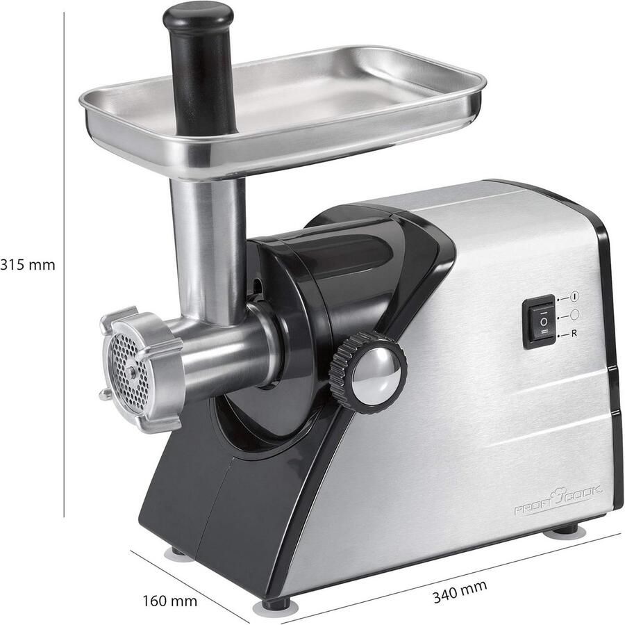 Krachtige Vleesmolen met 1000 Watt Motor en Keerfunctie voor Verse Bereidingen