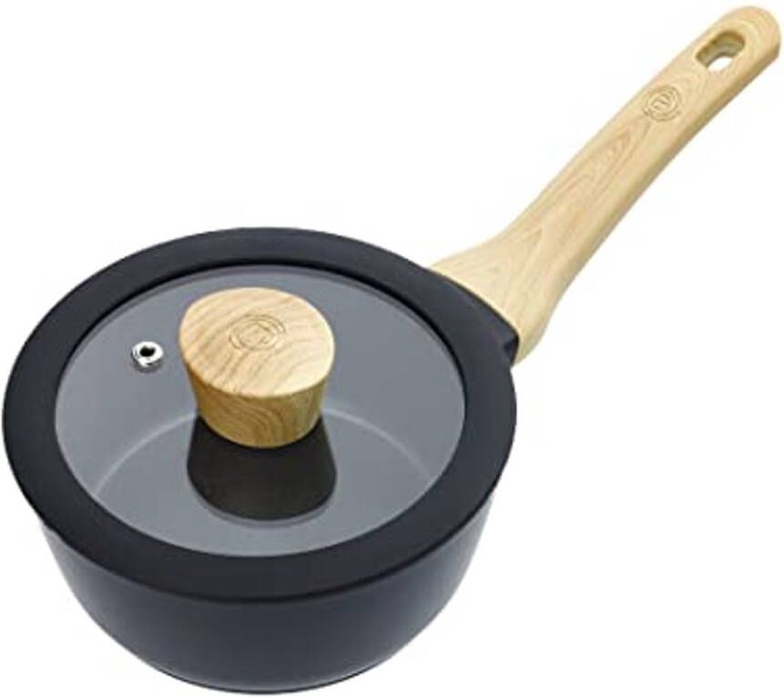 Krasbestendige 18 cm niet-stick steelpan voor inductiekookplaten Duurzame aluminium sauspot met deksel voor alle kookoppervlakken