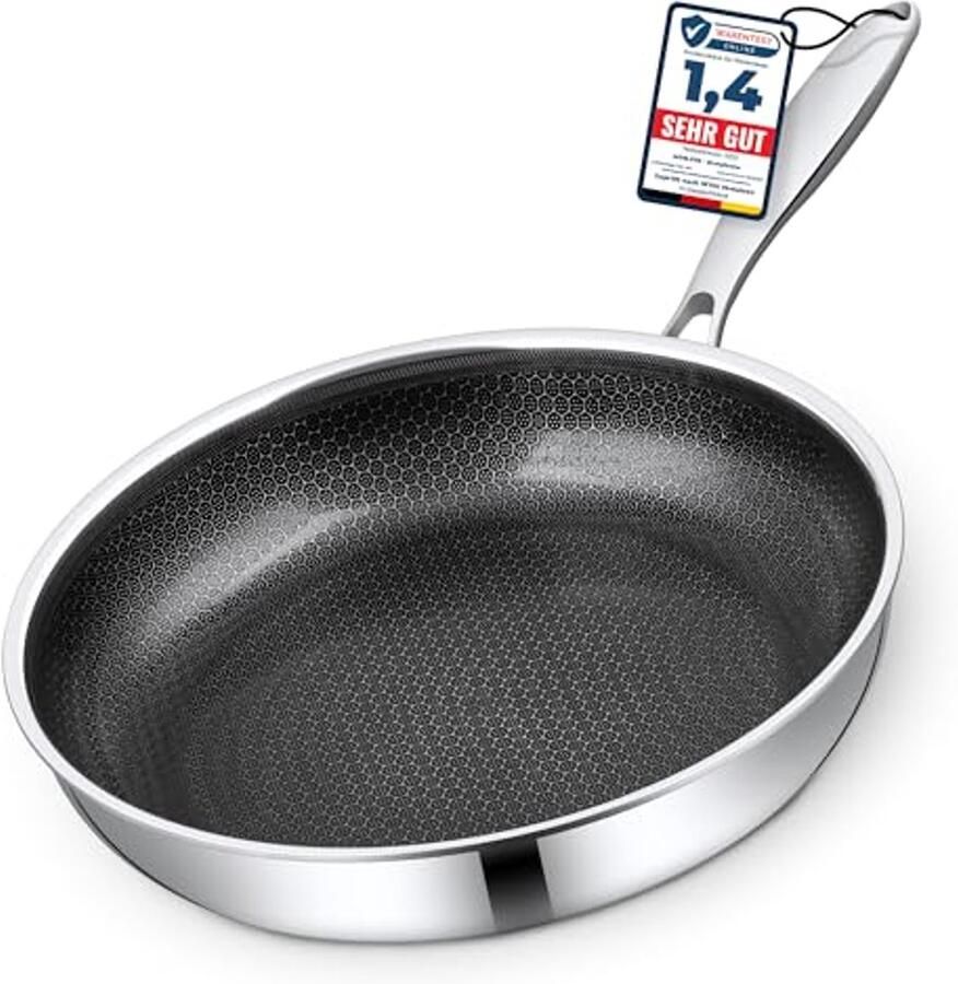 Krasbestendige honingraat pan 24 cm 5-laags keramische braadpan voor inductie