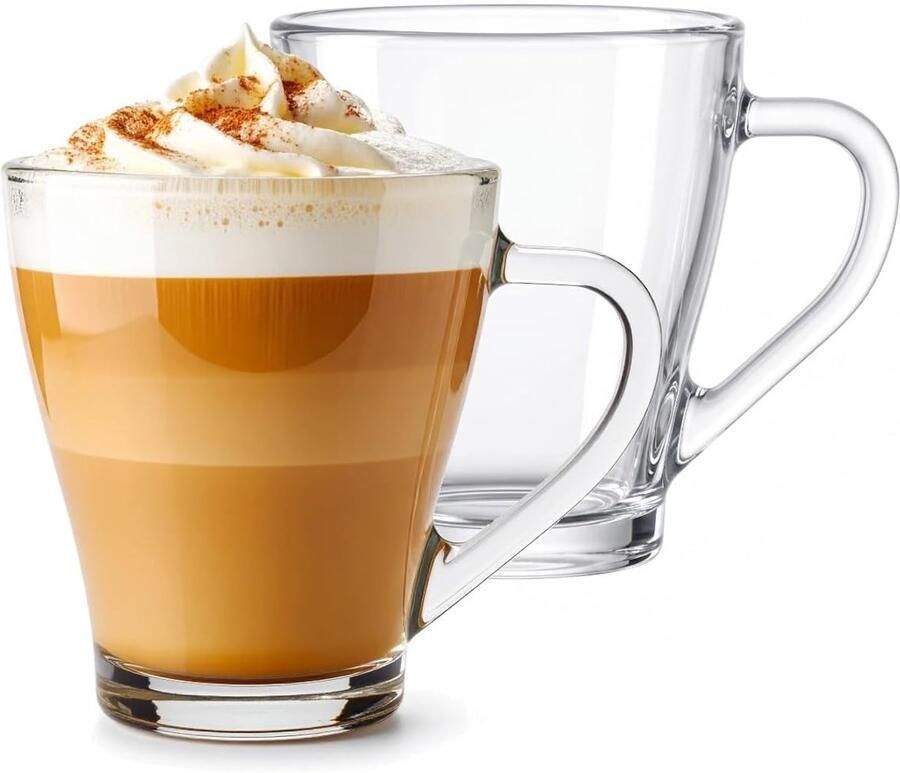 KROSNO 1992 Hugo Koffieglazenset 6-delig Cappuccino IJskoffie Glazen Beker Vaatwasserbestendig 6x360 ml