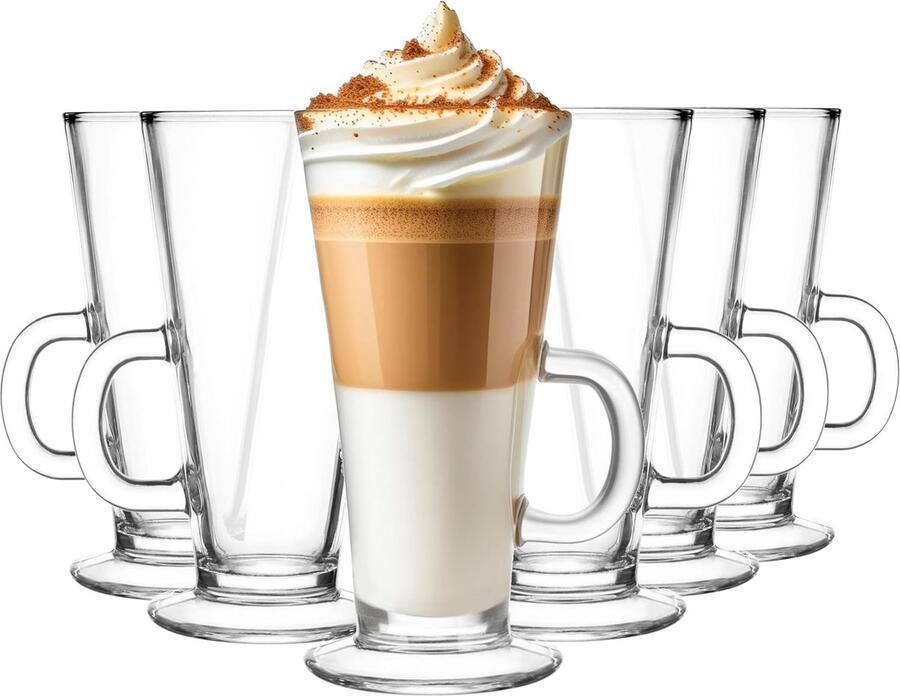 Krosno Glazen Set 0 25 liter Koffieglazen Theeglazen Koffie Thee Glas Latte Macchiato Glazen Drinkglazen Waterglazen Vaatwasserbestendig Kleine 6 X 250 Ml