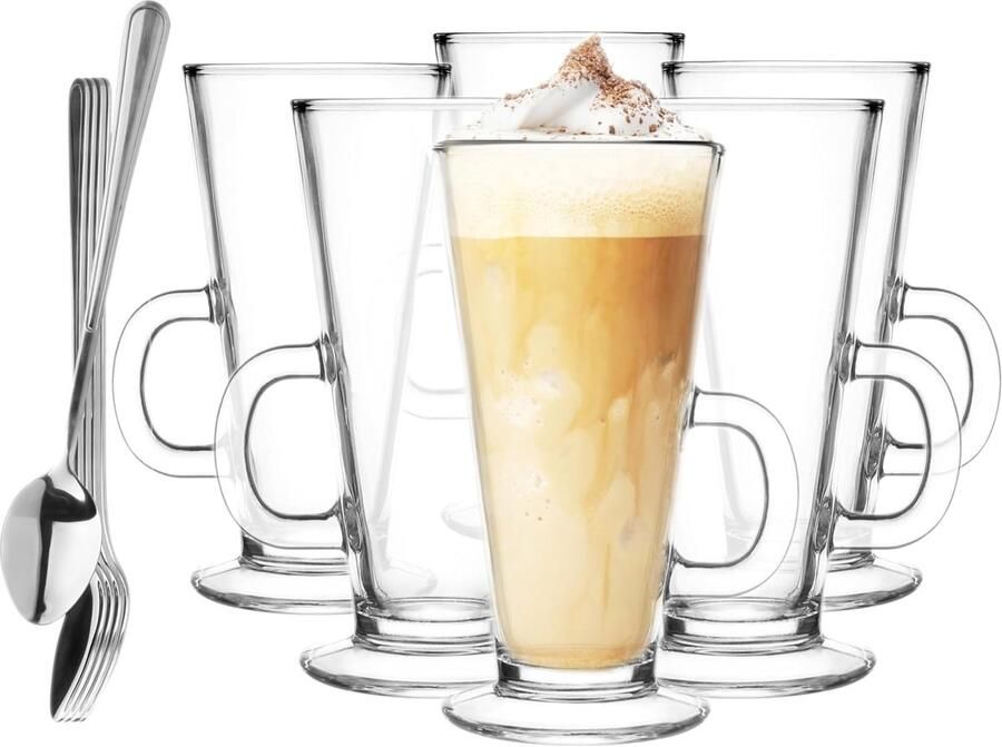 Krosno Glazen Set 0 25 Liter Met Lepel Koffieglazen Theeglazen Koffie Thee Glas Latte Macchiato Glazen Drinkglazen Waterglazen Vaatwasserbestendig Glasses Kleine 6 X 250 Ml