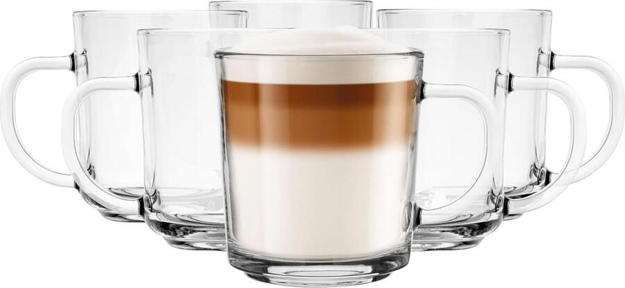 Krosno Latte Macchiato Glazen Cappuccino Set Theeglazen Set Met Handvat Dessertglazen Waterglazen Koffieglazen Glühweinglazen Ijskoffieglazen Glühweinbekers Grogglazen 6X 250 Ml