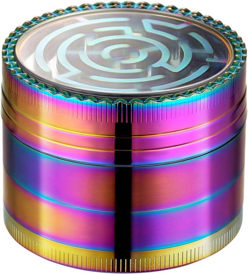 Kruidenmolen 4-delige set met regenboogkleur en sterke tanden Pollencrusherset voor specerijen en kruiden