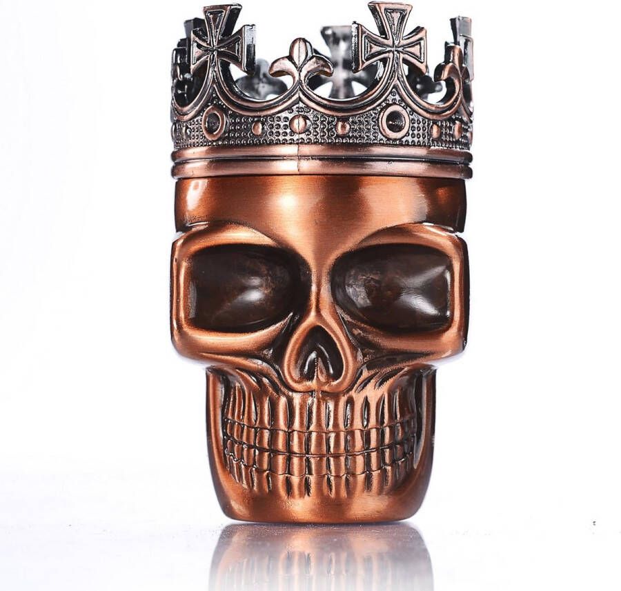 Kruidenmolen met King Skull Design Pollenmolen voor Specerijen Koffie en Kruiden Rood Brons
