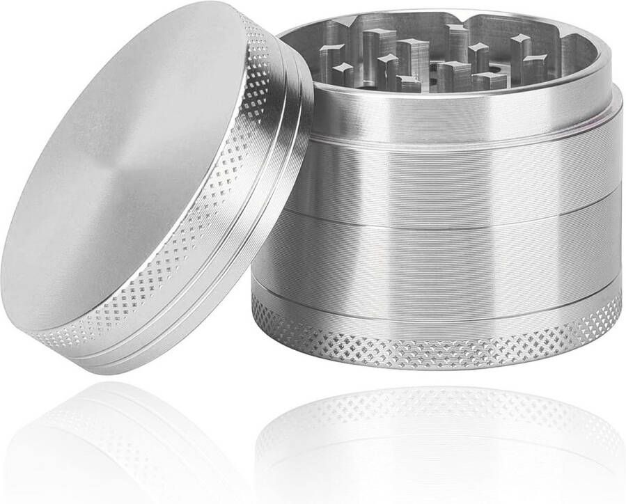 Kruidenmolen met Pollen Schraper 4-delige Set voor Specerijen Koffie en Kruiden Zilver