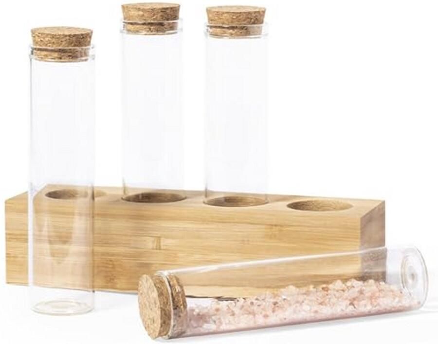 Kruidenset met 4 Glazen Reageerbuisstijl voor Koken en Botanicals