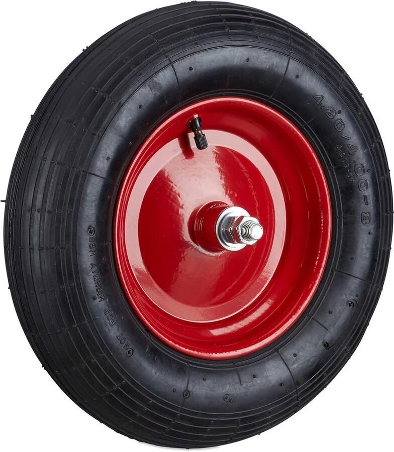 Kruiwagenwiel 4.80 4.00-8 luchtband met as tot 120 kg reservewiel kruiwagenband zwart-rood