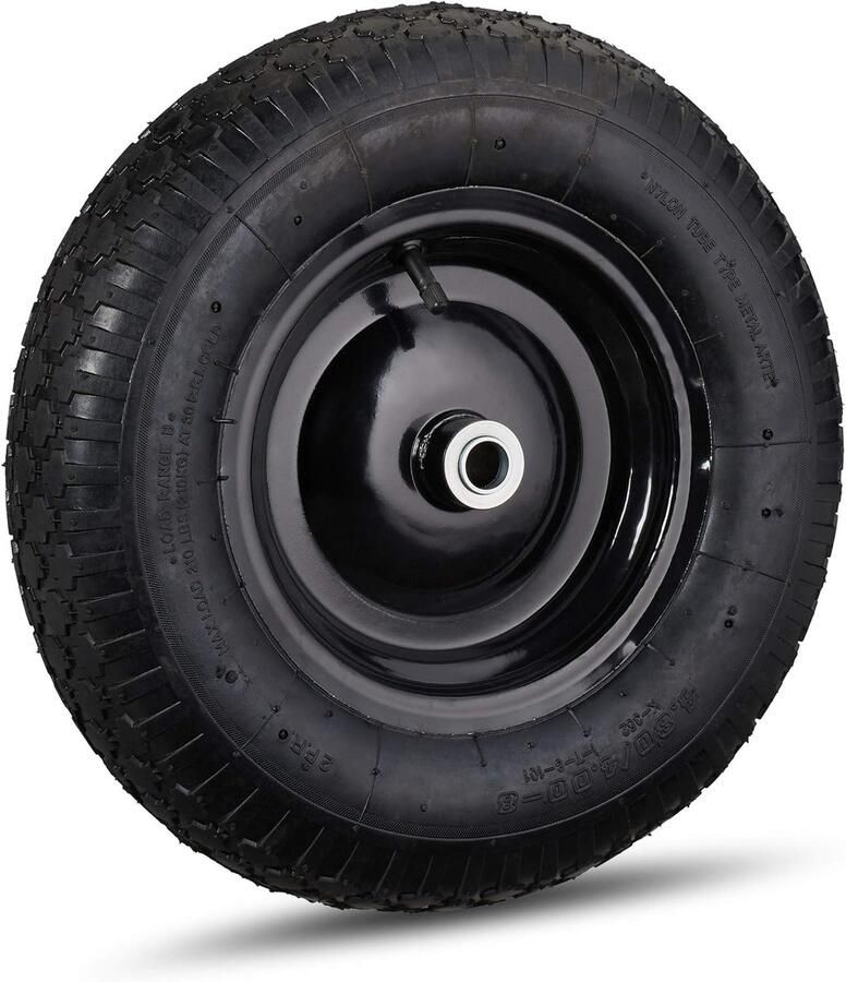 Kruiwagenwiel 4.80 4.00-8 luchtband reservewiel kruiwagen stalen velg ventiel band tot 120 kg zwart