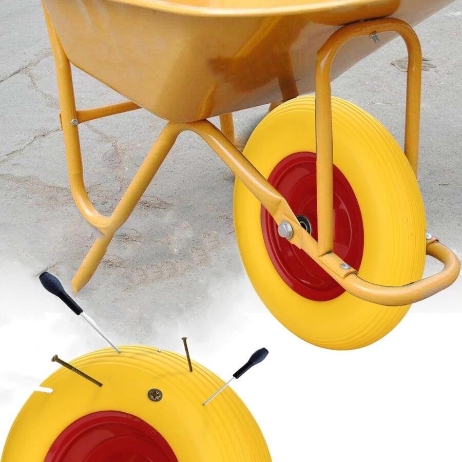 Kruiwagenwiel met as banden met stalen velg 4.80 4.00-8 diameter 390 mm lekbestendig reservewiel rubberen wiel kruiwagen wiel massief rubber met as één