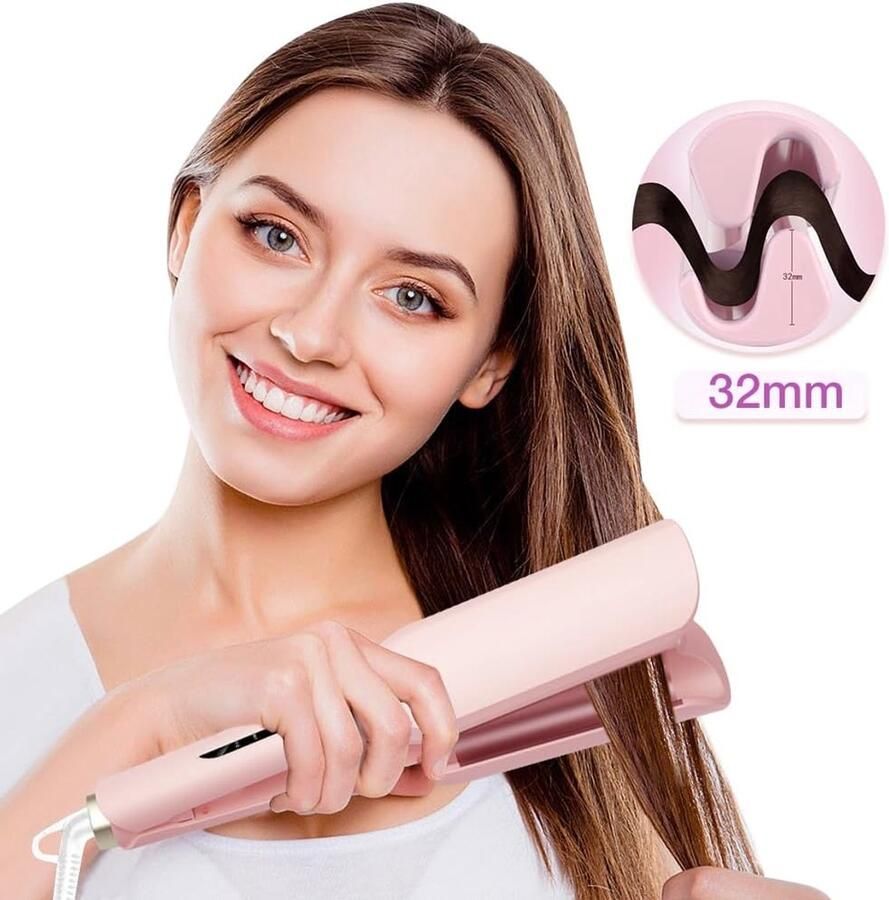 Krultang voor haar 32 mm grote krullen Franse golven draagbaar voor golvend haar 15 seconden snel opwarmen met 5 instelbare temperaturen