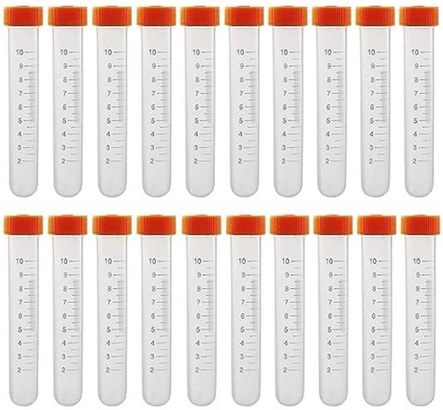 Kunststof Centrifugebuisjes 10 ml Set van 20 Gegradueerde Monsterhouder voor Laboratorium Chemie Experimenten