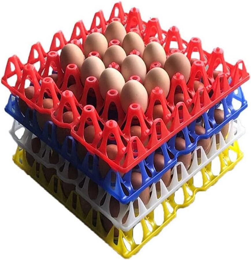 Kunststof eierdoos voor 30 eieren Set van 10 stuks in 4 vrolijke kleuren