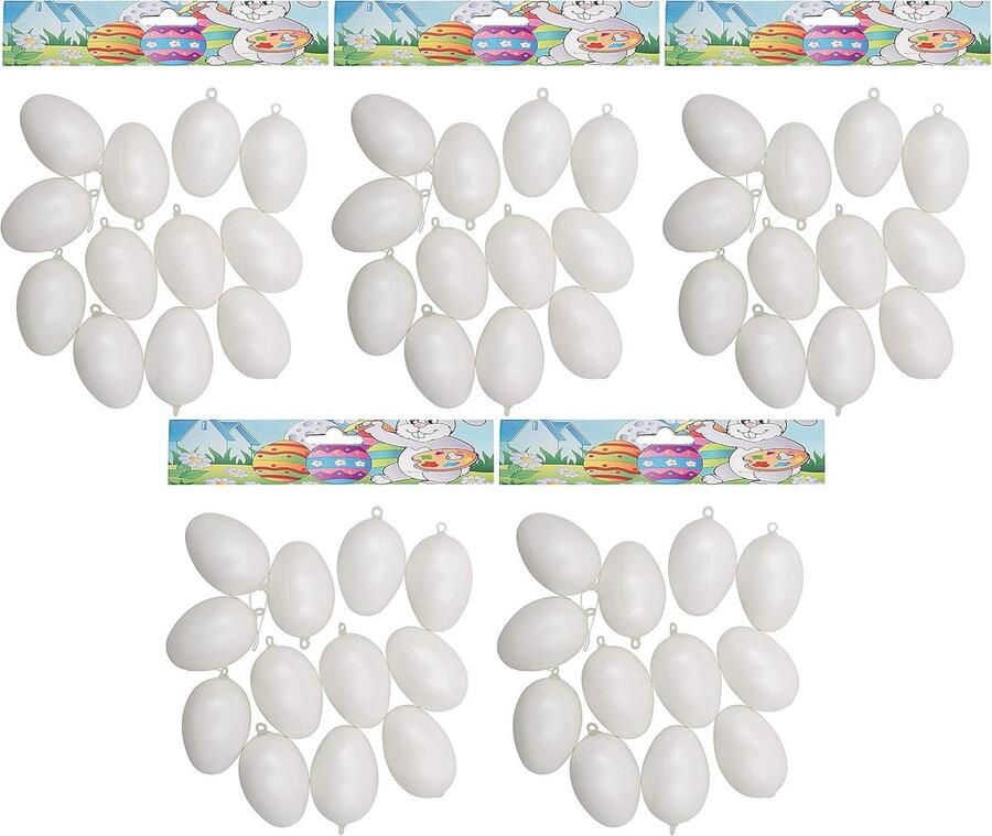 Kunststof Eieren Decoratie Eieren Paas Knutselen Verpakking van 12 4 cm Groot Wit