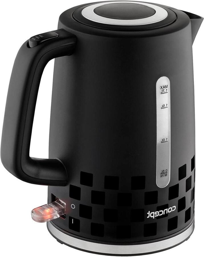 Kunststof Waterkoker Thee Ketel Snel Water Koken 3D Design 17 Liter Zwart