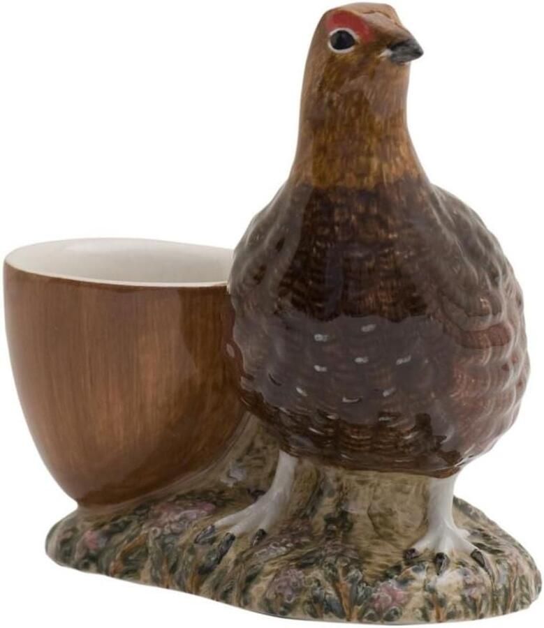 Kwartel Eierdopje Vogel Decoratie Ontbijt Tafel Handgeschilderd Detail 11.5cm Hoog Rood
