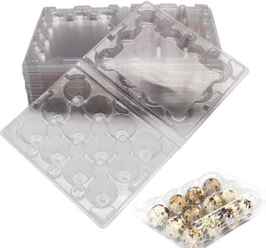 Kwartelei Dozen Eierhouders PVC Koelkast Opslag Transparant Ontwerp 50 Stuks Transparant