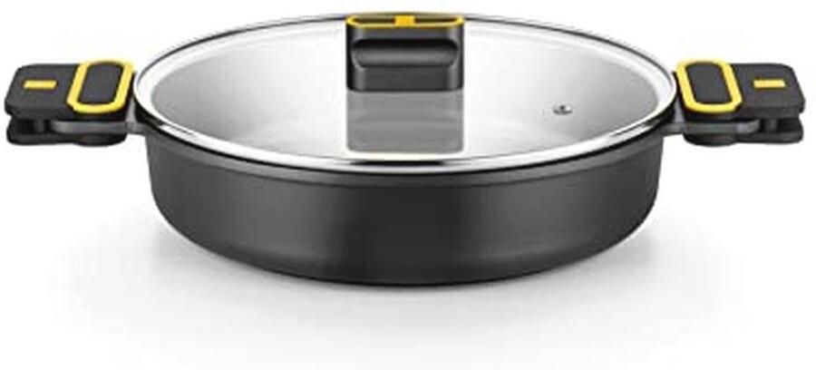 Laag Stoofpan 24 cm van Gegoten Aluminium met Antiaanbaklaag Geschikt voor Alle Warmtebronnen