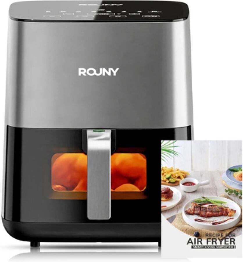 LabelOne Friteuse Airfryer Heteluchtfriteuse 5 liter temperatuur tot 200°C touchscreen kijkvenster antiaanbaklaag