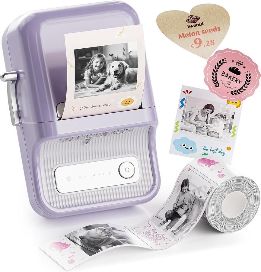 Labelprinter B21 Pro 300dpi zelfklevend etiketteerapparaat bluetooth labelprinter fotoprinter voor leren studienotities fotoafdrukken scrapbooking paars