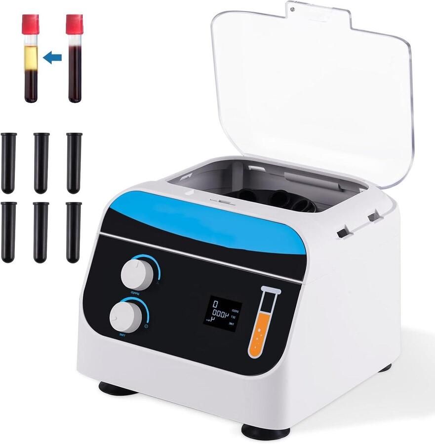Laboratorium Centrifuge Kleine Tafel Centrifuge Plasma Scheiden LCD Display Timer 6 x 20 ml Wit