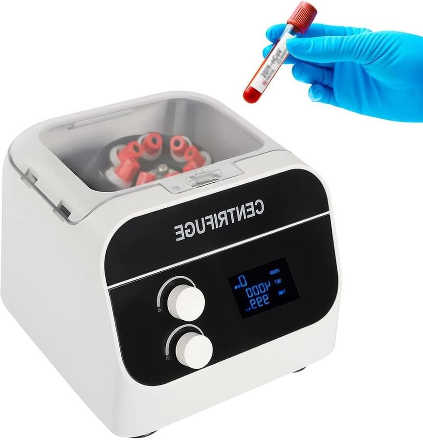 Laboratoriumcentrifuge Centrifugaalmachine Vloeistoffen Scheiden LCD Display 8 x 20 ml Wit
