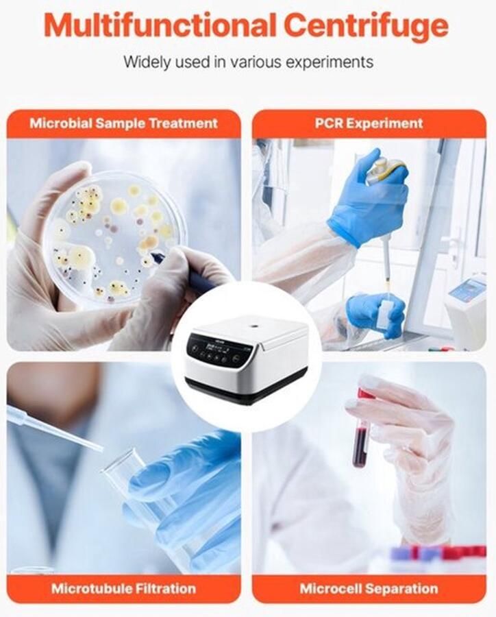 Laboratoriumcentrifuge Elektrisch 100-1900 xg RCF Instelbaar 500-4000 rpm Kunststof En Staal Voor Laboratorium Experimenten