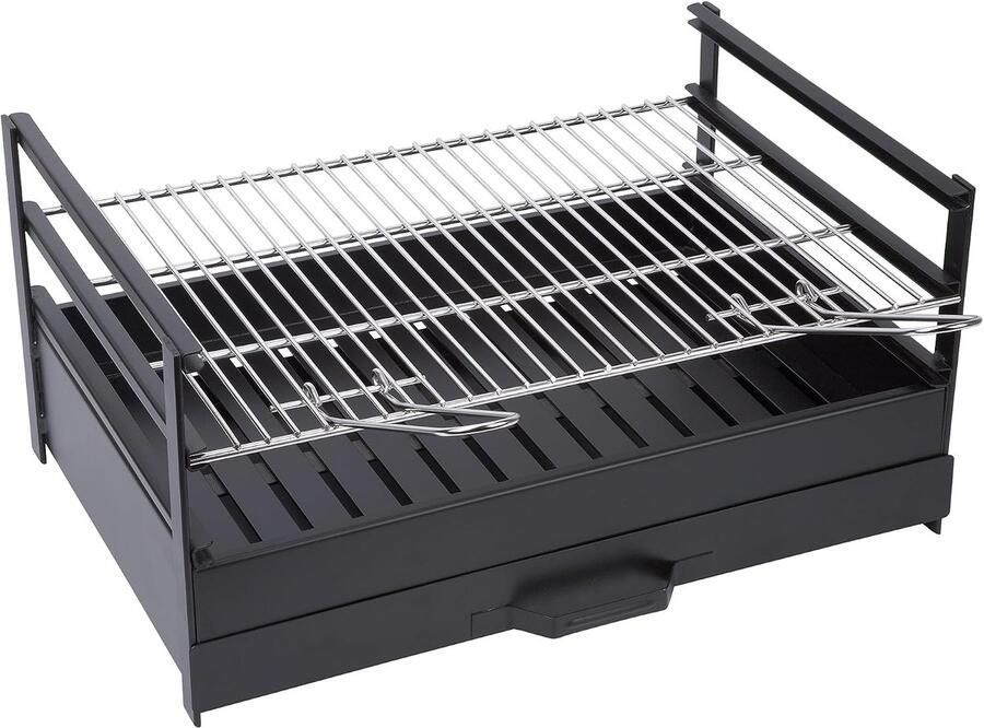 Lade met grillrooster van roestvrij staal 60 x 40 cm zwart 60 00 x 40 00 x 29 00 cm